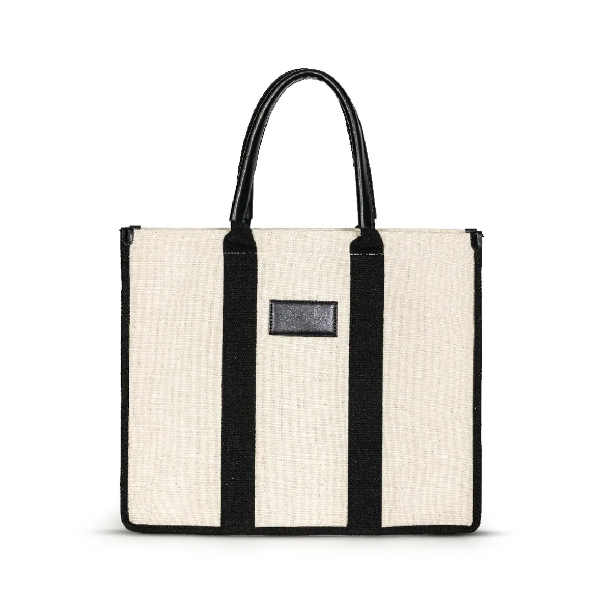 Canvas Tote Bag with Leather Handles
